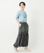 PHKGA08170 GEORGES RECH(小さいサイズ)(メゾン ドゥ サンク) ドライコットンイラスト刺繍Tシャツ ライトブルー