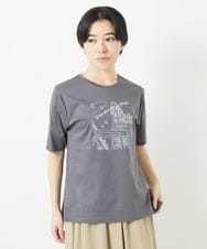 PHKGA08170 GEORGES RECH(小さいサイズ)(メゾン ドゥ サンク) ドライコットンイラスト刺繍Tシャツ ライトブルー