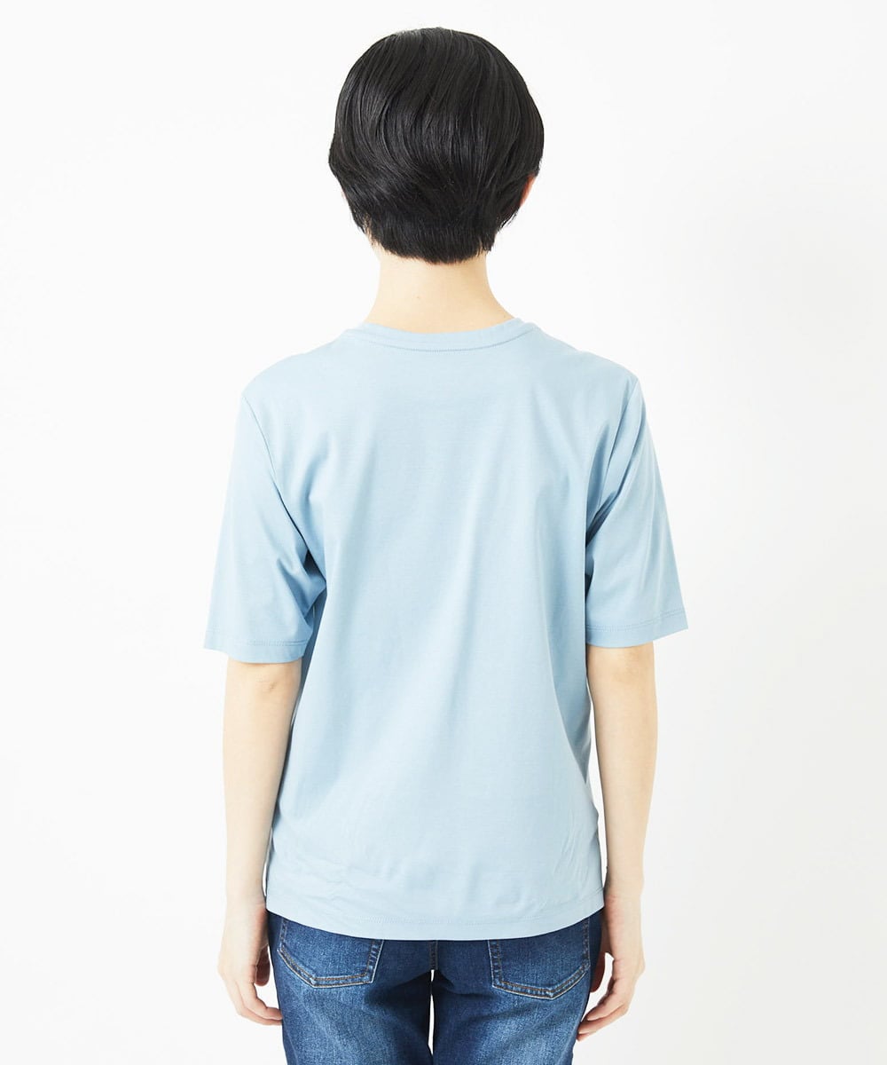 PHKGA08170 GEORGES RECH(小さいサイズ)(メゾン ドゥ サンク) ドライコットンイラスト刺繍Tシャツ ライトブルー