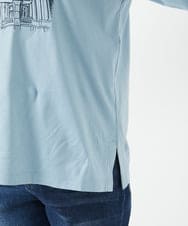 PHKGA08170 GEORGES RECH(小さいサイズ)(メゾン ドゥ サンク) ドライコットンイラスト刺繍Tシャツ ライトブルー