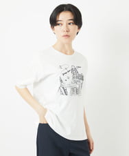 PHKGA08170 GEORGES RECH(小さいサイズ)(メゾン ドゥ サンク) ドライコットンイラスト刺繍Tシャツ ホワイト