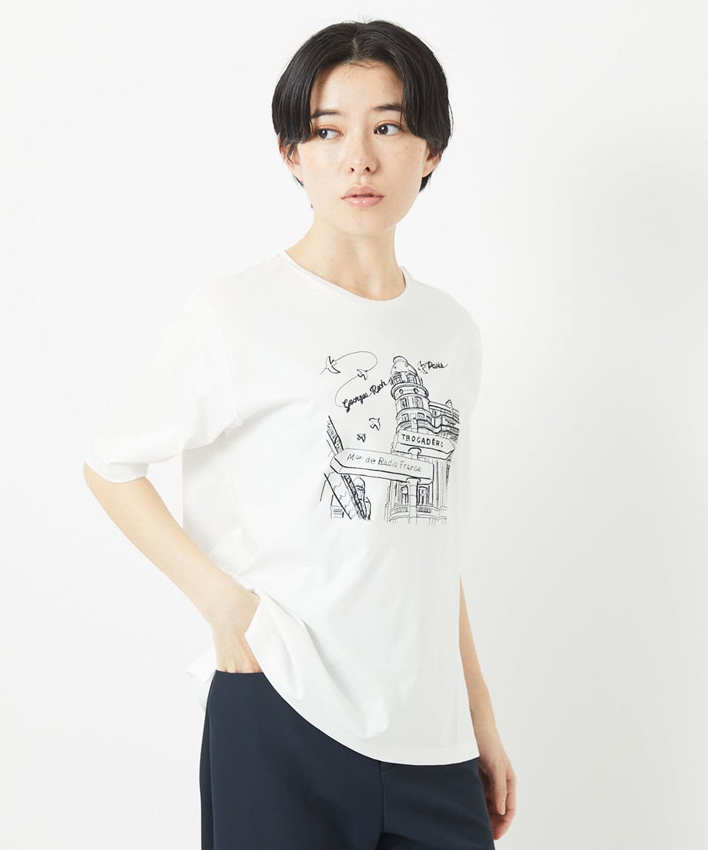 PHKGA08170 GEORGES RECH(小さいサイズ) ドライコットンイラスト刺繍Tシャツ