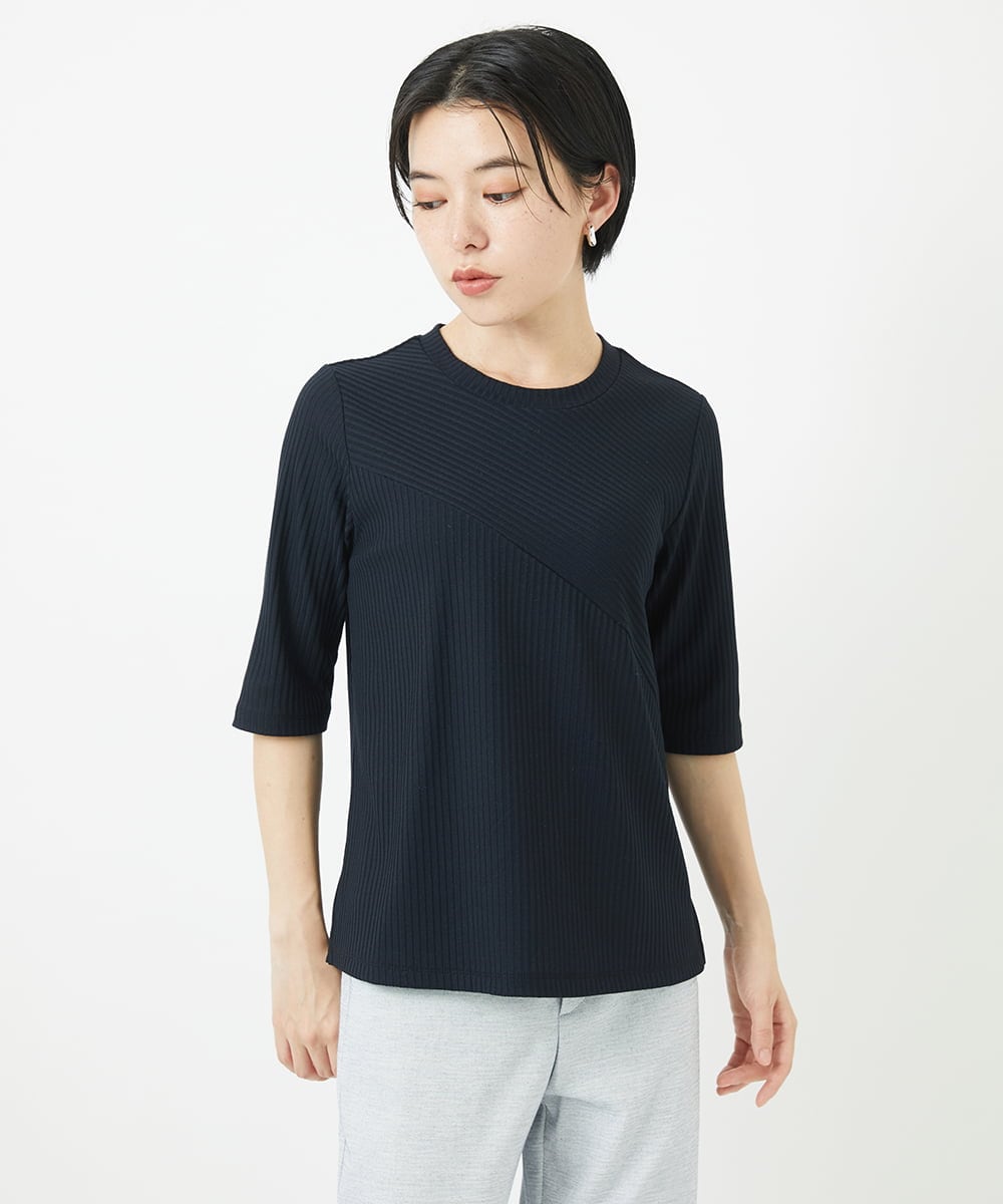 PHKGA17170 GEORGES RECH(小さいサイズ)(メゾン ドゥ サンク)  [日本製]ストレッチリブカットソー ホワイト