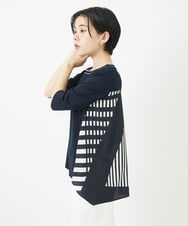 PHKGA18290 GEORGES RECH(小さいサイズ)(メゾン ドゥ サンク) バックシャン幾何プリントカットソー ネイビー