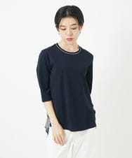 PHKGA18290 GEORGES RECH(小さいサイズ)(メゾン ドゥ サンク) バックシャン幾何プリントカットソー ネイビー