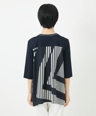 PHKGA18290 GEORGES RECH(小さいサイズ)(メゾン ドゥ サンク) バックシャン幾何プリントカットソー ネイビー