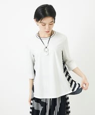 PHKGA18290 GEORGES RECH(小さいサイズ)(メゾン ドゥ サンク) バックシャン幾何プリントカットソー ホワイト