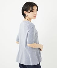 PHKGA33180 GEORGES RECH(小さいサイズ)(メゾン ドゥ サンク) ピケストライプジャージーフレアカットソー ライトグレー