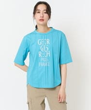 PHKGA37180 GEORGES RECH(小さいサイズ)(メゾン ドゥ サンク) ピンタックロゴカットソー ブルーグリーン