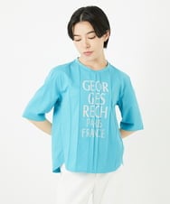 PHKGA37180 GEORGES RECH(小さいサイズ)(メゾン ドゥ サンク) ピンタックロゴカットソー ブルーグリーン