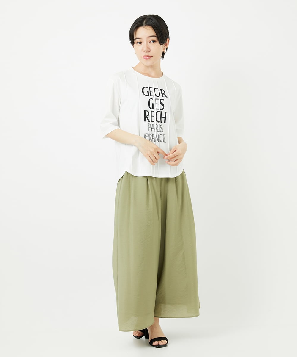 PHKGA37180 GEORGES RECH(小さいサイズ)(メゾン ドゥ サンク) ピンタックロゴカットソー ブルーグリーン