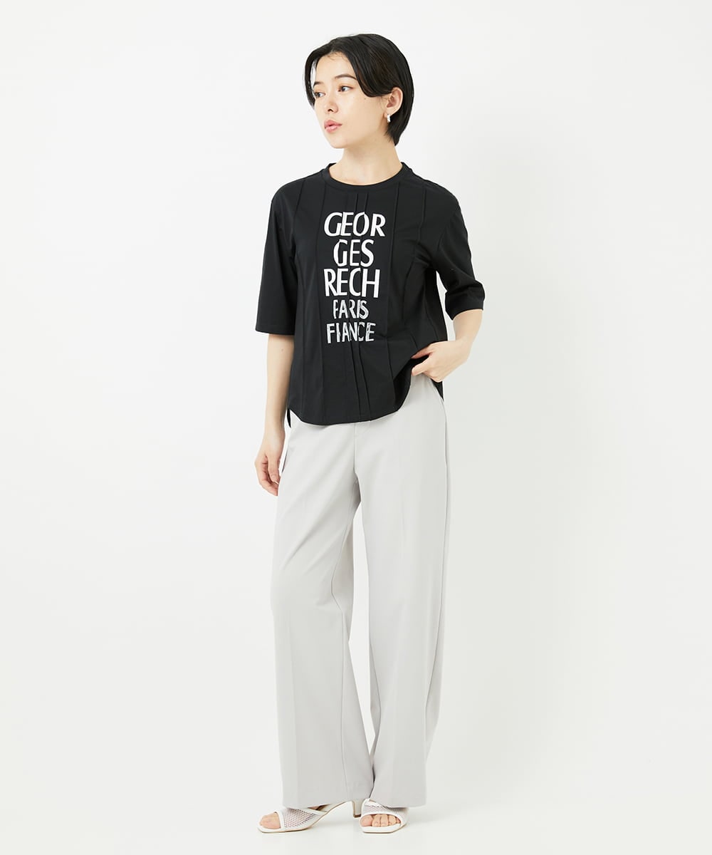 PHKGA37180 GEORGES RECH(小さいサイズ)(メゾン ドゥ サンク) ピンタックロゴカットソー ブルーグリーン