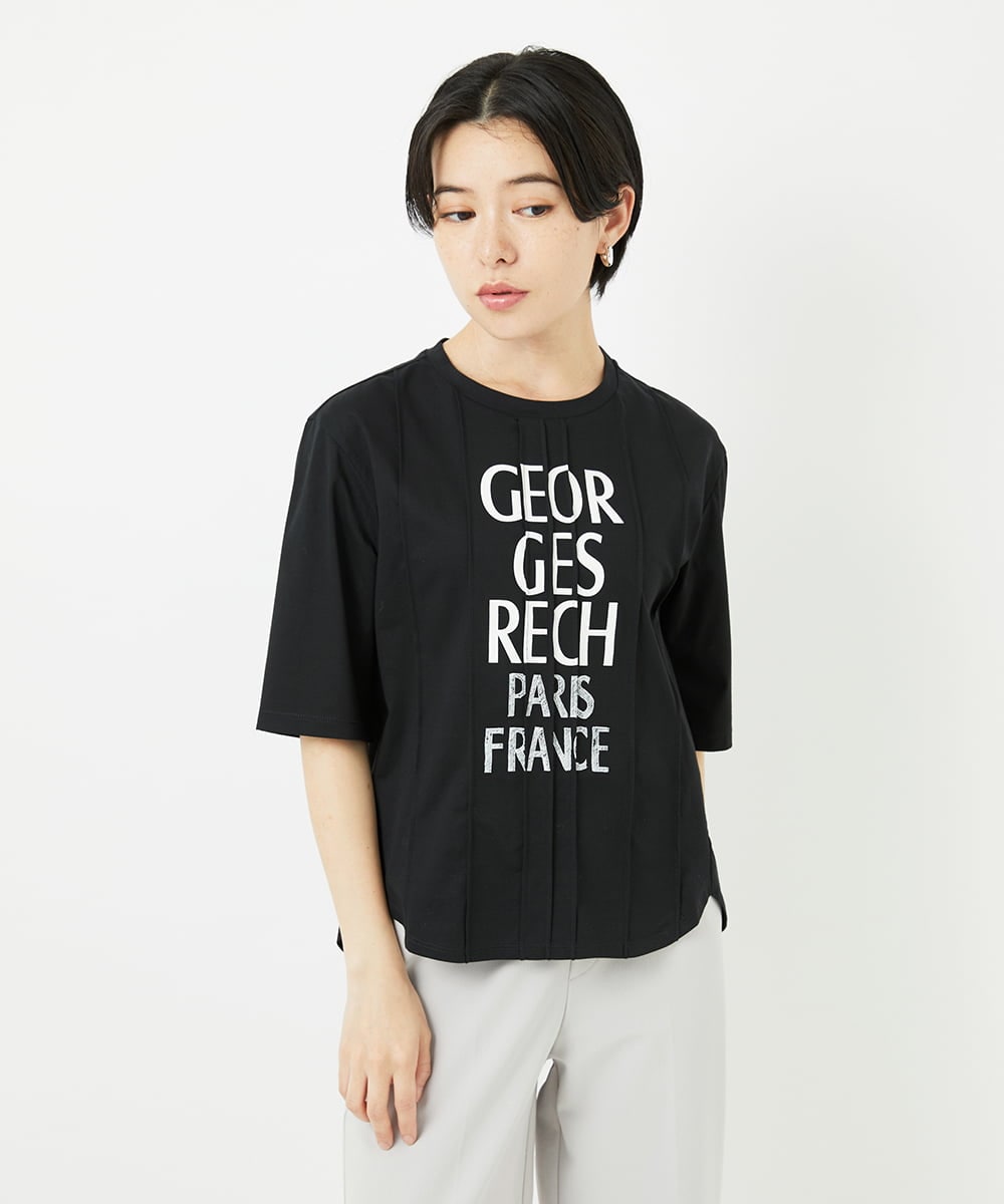 PHKGA37180 GEORGES RECH(小さいサイズ)(メゾン ドゥ サンク) ピンタックロゴカットソー ブルーグリーン