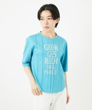 PHKGA37180 GEORGES RECH(小さいサイズ)(メゾン ドゥ サンク) ピンタックロゴカットソー ブルーグリーン
