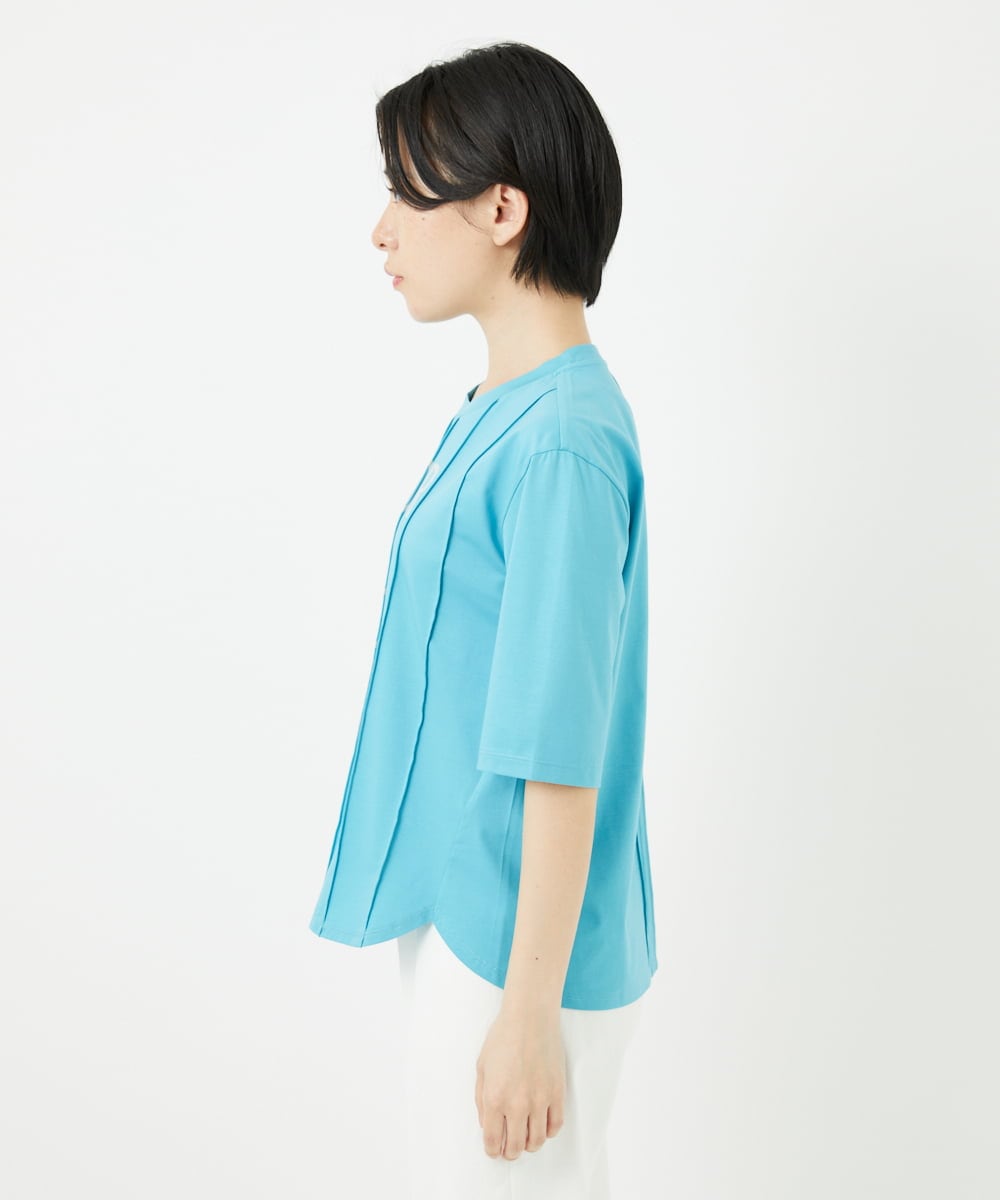 PHKGA37180 GEORGES RECH(小さいサイズ)(メゾン ドゥ サンク) ピンタックロゴカットソー ブルーグリーン
