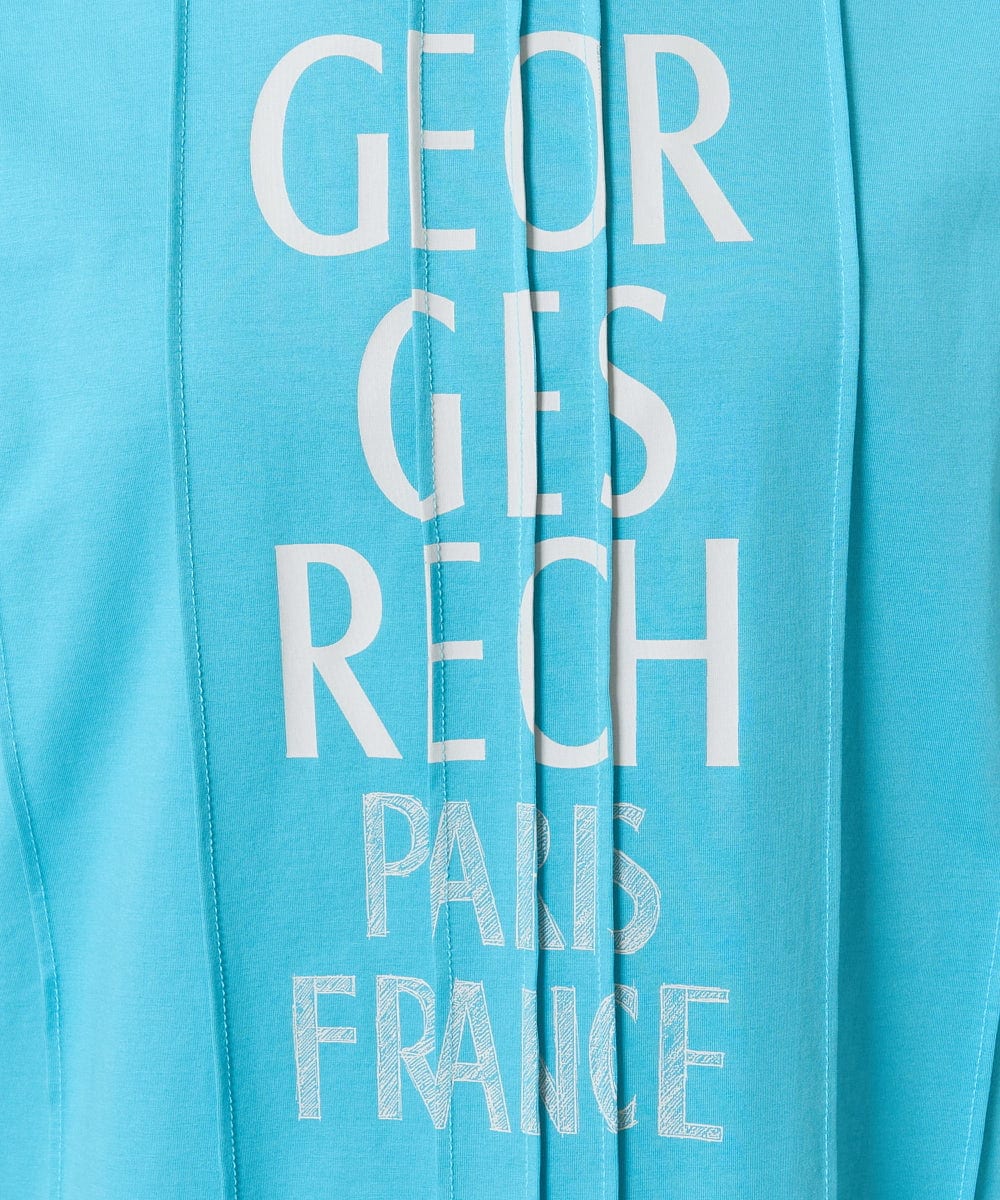 PHKGA37180 GEORGES RECH(小さいサイズ)(メゾン ドゥ サンク) ピンタックロゴカットソー ブルーグリーン