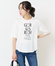 PHKGA37180 GEORGES RECH(小さいサイズ)(メゾン ドゥ サンク) ピンタックロゴカットソー ホワイト