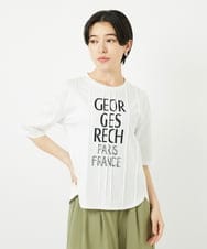 PHKGA37180 GEORGES RECH(小さいサイズ)(メゾン ドゥ サンク) ピンタックロゴカットソー ホワイト