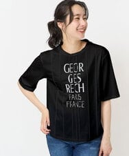 PHKGA37180 GEORGES RECH(小さいサイズ)(メゾン ドゥ サンク) ピンタックロゴカットソー ブラック