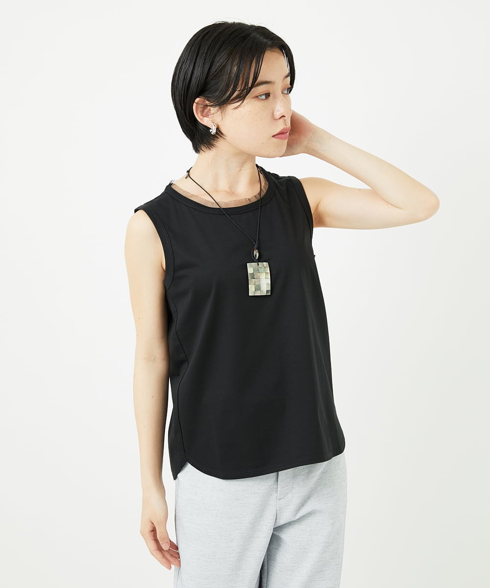 PHKGA38130 GEORGES RECH(小さいサイズ)(ヒロココシノ) チュールシルケットタンクトップ ブルーグリーン