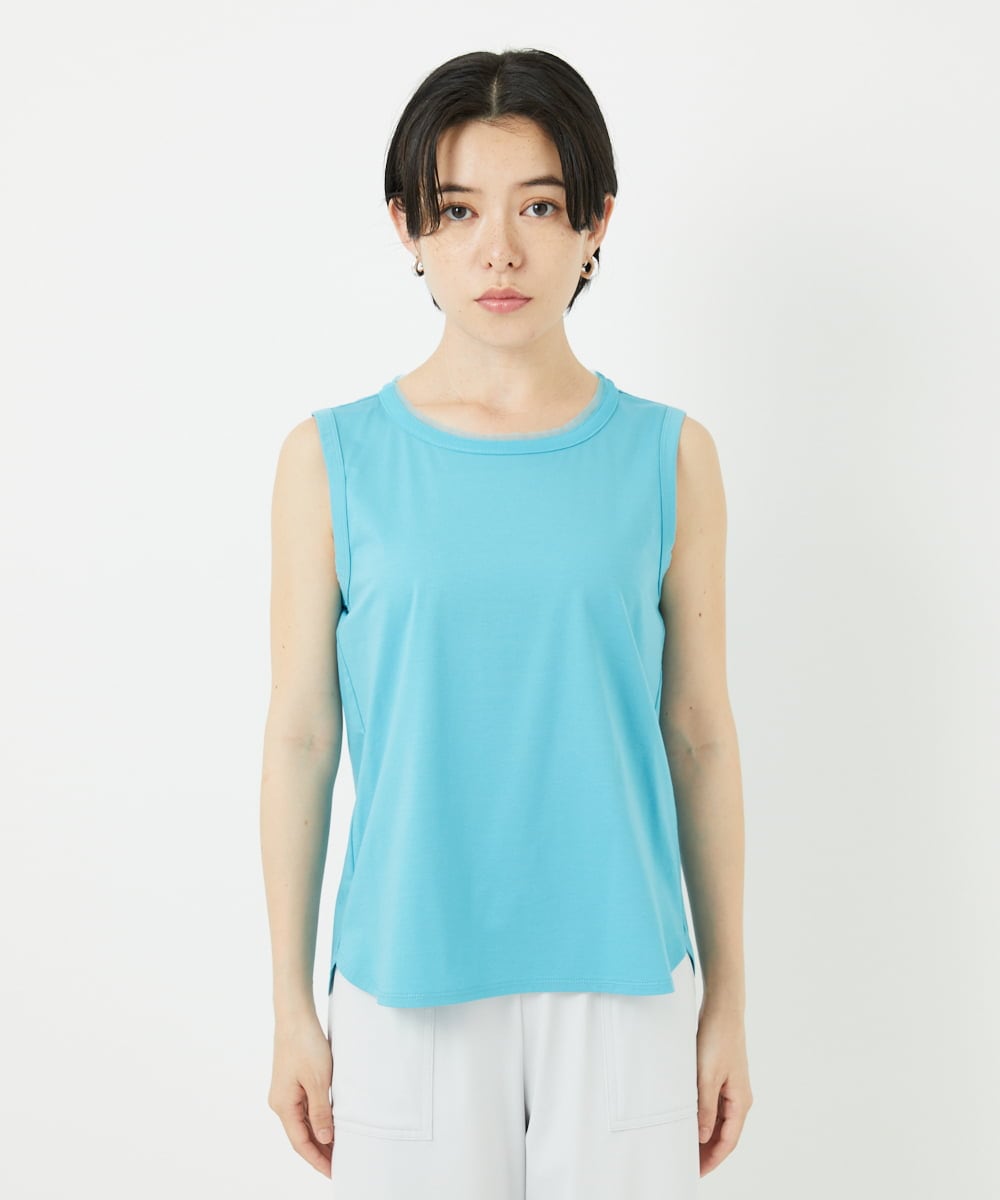 PHKGA38130 GEORGES RECH(小さいサイズ)(ヒロココシノ) チュールシルケットタンクトップ ブルーグリーン