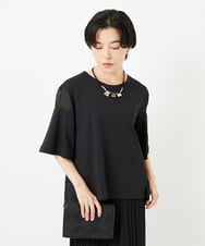 PHKGA41240 GEORGES RECH(小さいサイズ)(メゾン ドゥ サンク)  [日本製/接触冷感]シアーコンビジャージープルオーバー ブラック