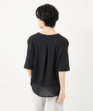 PHKGA41240 GEORGES RECH(小さいサイズ)(メゾン ドゥ サンク)  [日本製/接触冷感]シアーコンビジャージープルオーバー ブラック