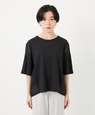 PHKGA41240 GEORGES RECH(小さいサイズ)(メゾン ドゥ サンク)  [日本製/接触冷感]シアーコンビジャージープルオーバー ブラック