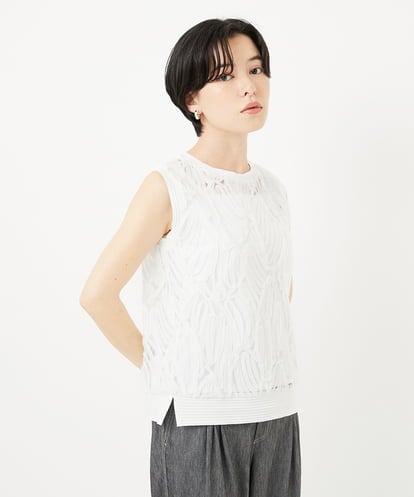 PHKGA46240 GEORGES RECH(小さいサイズ)  [2点セット]チュールテープ刺繍タンク付きノースリーブプルオーバー