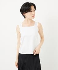 PHKGA46240 GEORGES RECH(小さいサイズ)(メゾン ドゥ サンク)  [2点セット]チュールテープ刺繍タンク付きノースリーブプルオーバー ホワイト