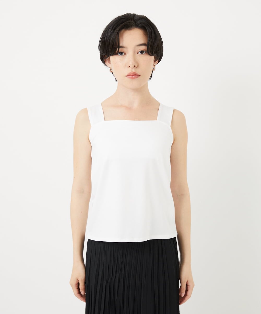 PHKGA46240 GEORGES RECH(小さいサイズ)(メゾン ドゥ サンク)  [2点セット]チュールテープ刺繍タンク付きノースリーブプルオーバー ホワイト