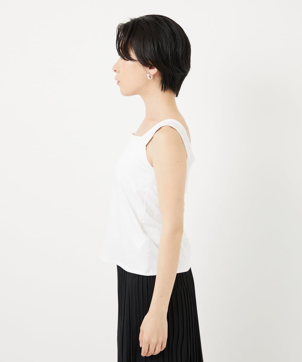 PHKGA46240 GEORGES RECH(小さいサイズ)(メゾン ドゥ サンク)  [2点セット]チュールテープ刺繍タンク付きノースリーブプルオーバー ホワイト