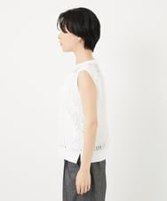 PHKGA46240 GEORGES RECH(小さいサイズ)(メゾン ドゥ サンク)  [2点セット]チュールテープ刺繍タンク付きノースリーブプルオーバー ホワイト