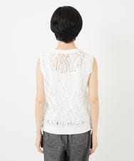 PHKGA46240 GEORGES RECH(小さいサイズ)(メゾン ドゥ サンク)  [2点セット]チュールテープ刺繍タンク付きノースリーブプルオーバー ホワイト