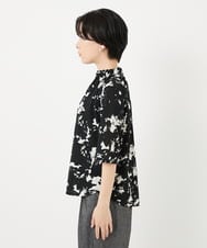 PHKGC43240 GEORGES RECH(小さいサイズ)(メゾン ドゥ サンク) [日本製]ギャザーハイネック5分袖カットソー ブラック