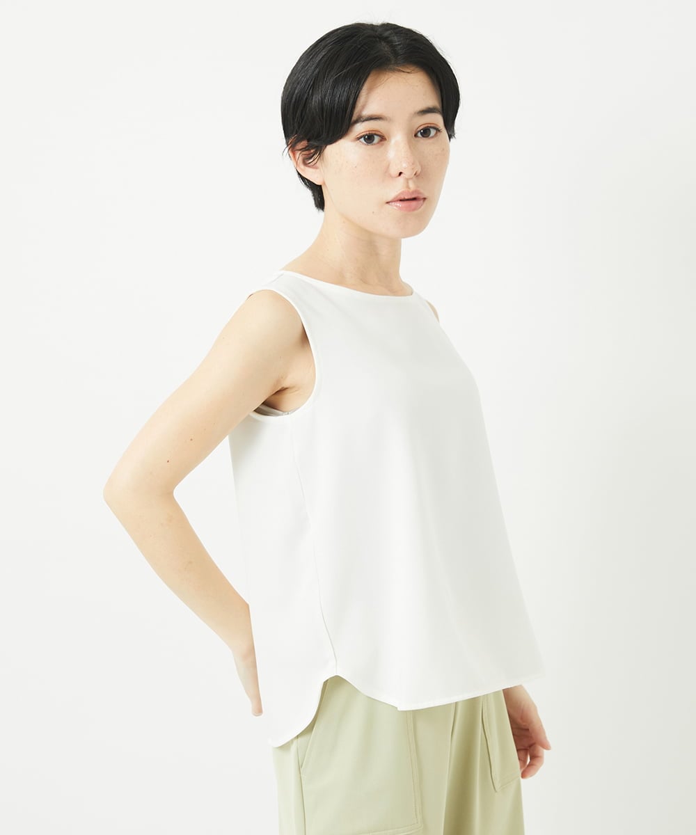 PHKGC81110 GEORGES RECH(小さいサイズ)(メゾン ドゥ サンク)  [日本製/多機能素材]カットジョーゼットタンクトップ アイボリー