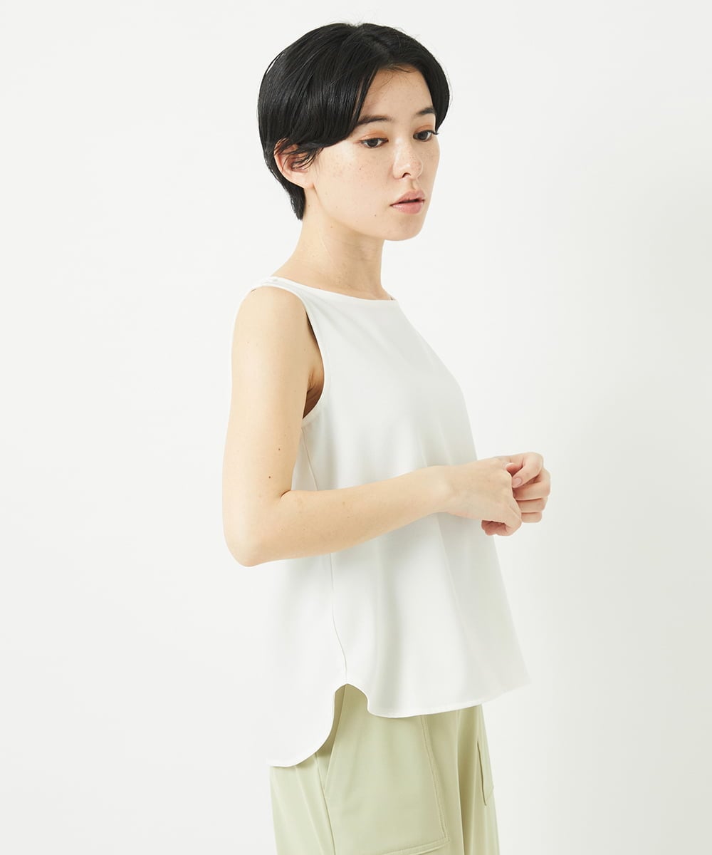 PHKGC81110 GEORGES RECH(小さいサイズ)(メゾン ドゥ サンク)  [日本製/多機能素材]カットジョーゼットタンクトップ アイボリー