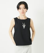 PHKGC81110 GEORGES RECH(小さいサイズ)(メゾン ドゥ サンク)  [日本製/多機能素材]カットジョーゼットタンクトップ ブラック