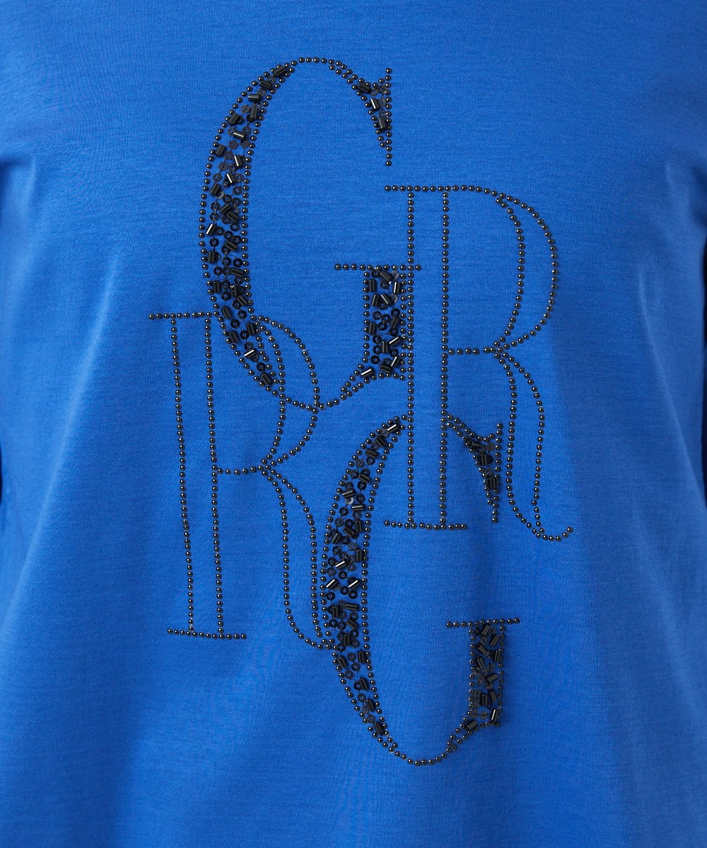 PHKGC82180 GEORGES RECH(小さいサイズ)(メゾン ドゥ サンク) ドライコットンビーズ刺繍ロゴ7分袖カットソー ホワイト