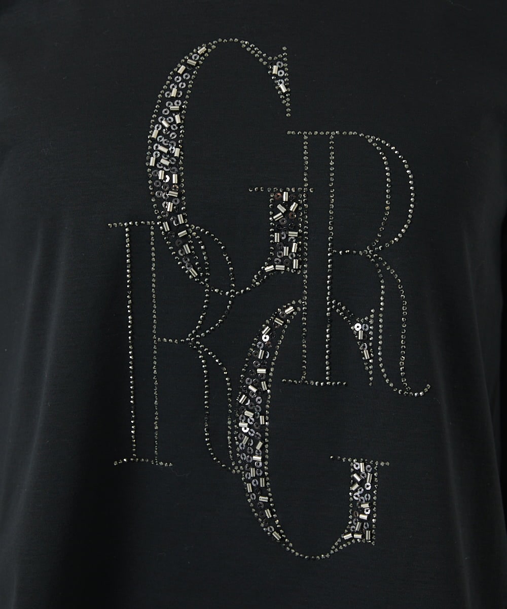 PHKGC82180 GEORGES RECH(小さいサイズ)(メゾン ドゥ サンク) ドライコットンビーズ刺繍ロゴ7分袖カットソー ホワイト