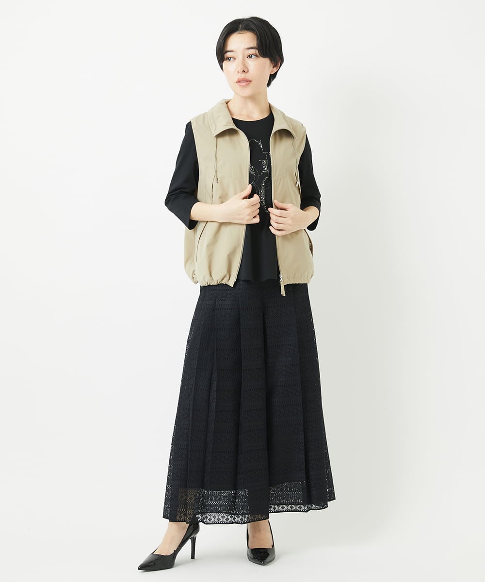 PHKGC82180 GEORGES RECH(小さいサイズ)(メゾン ドゥ サンク) ドライコットンビーズ刺繍ロゴ7分袖カットソー ホワイト