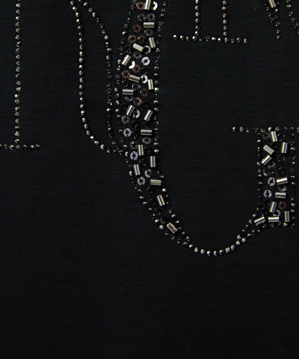 PHKGC82180 GEORGES RECH(小さいサイズ)(メゾン ドゥ サンク) ドライコットンビーズ刺繍ロゴ7分袖カットソー ホワイト