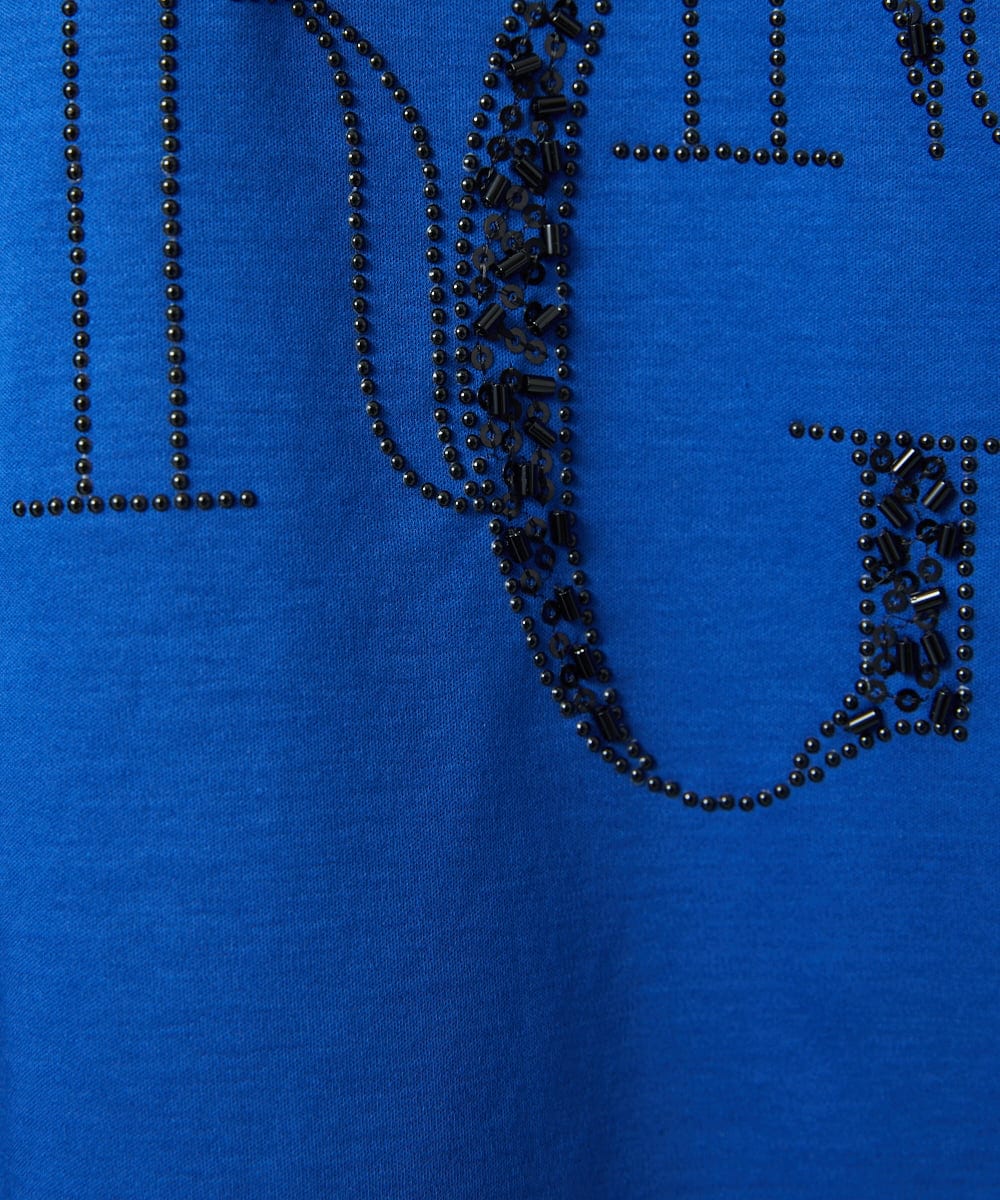 PHKGC82180 GEORGES RECH(小さいサイズ)(メゾン ドゥ サンク) ドライコットンビーズ刺繍ロゴ7分袖カットソー ホワイト