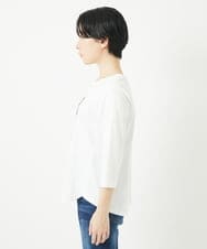 PHKGC82180 GEORGES RECH(小さいサイズ)(メゾン ドゥ サンク) ドライコットンビーズ刺繍ロゴ7分袖カットソー ホワイト
