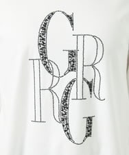 PHKGC82180 GEORGES RECH(小さいサイズ)(メゾン ドゥ サンク) ドライコットンビーズ刺繍ロゴ7分袖カットソー ホワイト
