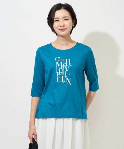 PHKGD16180  メタリックロゴプリント5分袖カットソー