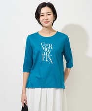 PHKGD16180 GEORGES RECH(小さいサイズ)(メゾン ドゥ サンク) メタリックロゴプリント5分袖カットソー ブルー