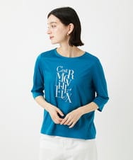 PHKGD16180 GEORGES RECH(小さいサイズ)(メゾン ドゥ サンク) メタリックロゴプリント5分袖カットソー ブルー