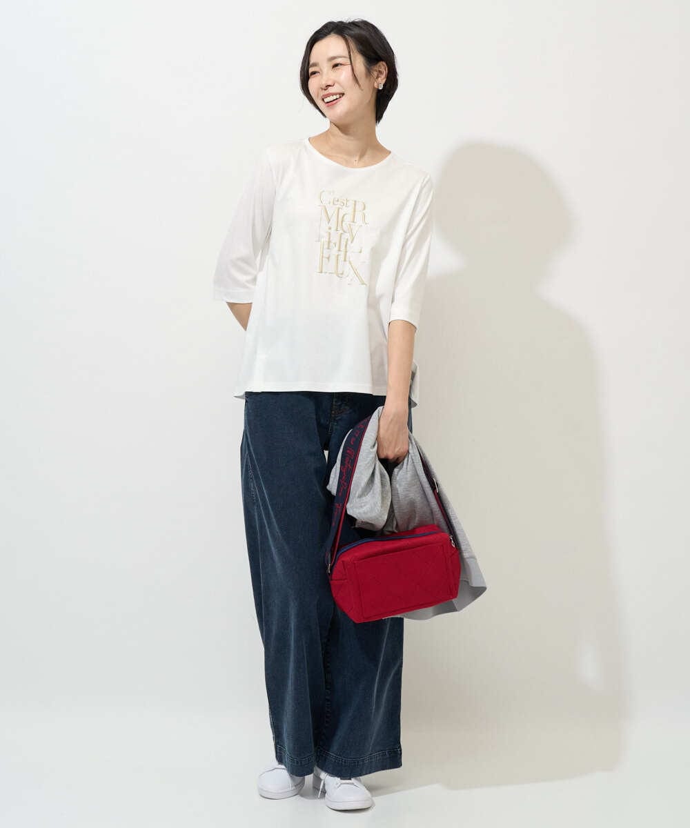 PHKGD16180 GEORGES RECH(小さいサイズ)(メゾン ドゥ サンク) メタリックロゴプリント5分袖カットソー ブルー