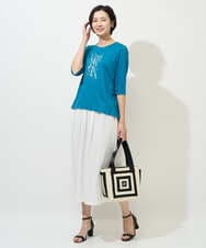 PHKGD16180 GEORGES RECH(小さいサイズ)(メゾン ドゥ サンク) メタリックロゴプリント5分袖カットソー ブルー